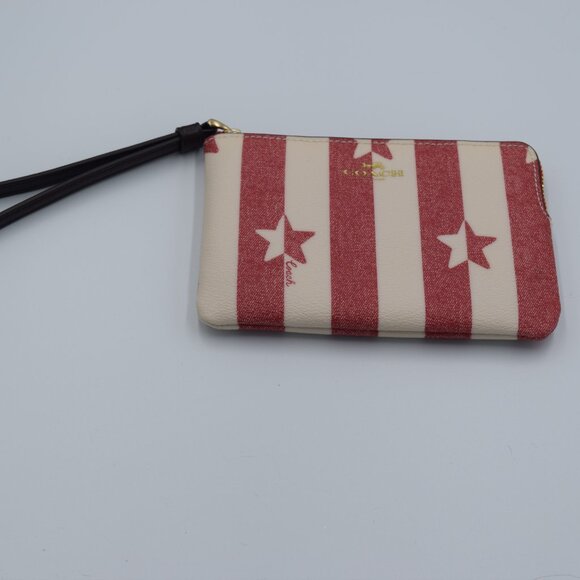 Coach Red and White Striped Wristlet - Picture 3 of 10